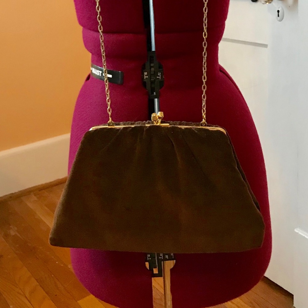 Vintage brown velvet purse clutch